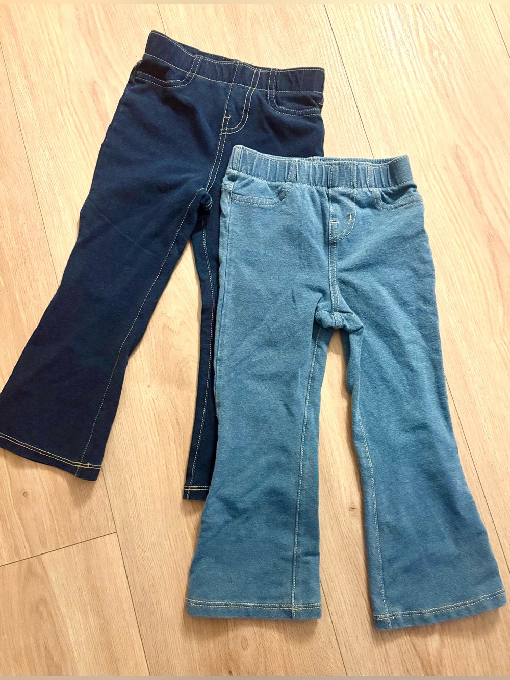 Cat & Jack Kids Pull-On Flare Jeans in Navy and Light Blue - Toddler 3T